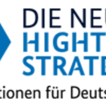 Logo mit blauer Schrift zur neuen Hightech Strategie des Bundes