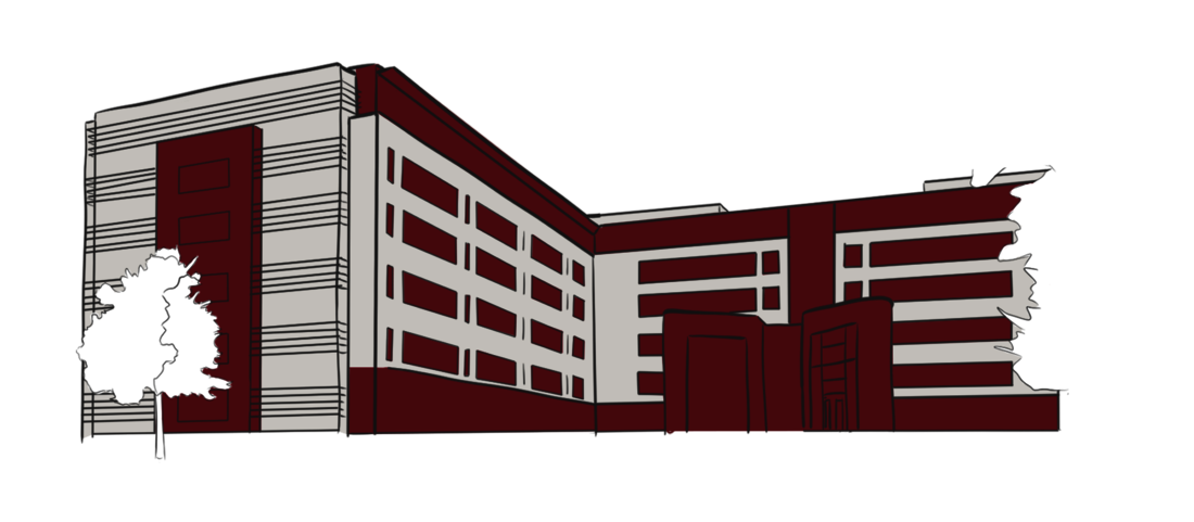 Grafik Klinikum Saalekreis rot grau