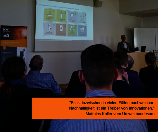 Vortrag Herr Koller vom Umweltbundesamt Wirtschaft trifft Wissenschaft 2019 IHK Halle-Dessau Handwerkskammer KAT-Netzwerk